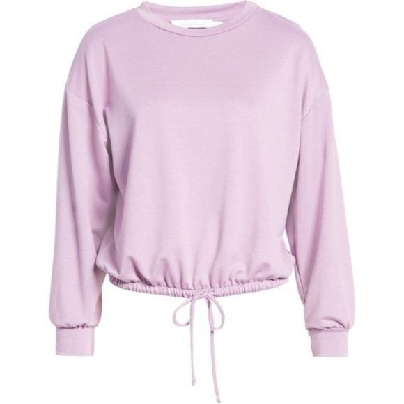 ALL IN FAVOR Slouchy French Terry Drawstring Pullover  Sweatshirt Purple NWT - Picture 4 of 4